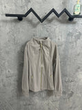 Ralph Lauren beige zip-front jacket with stand collar and gold zipper pull