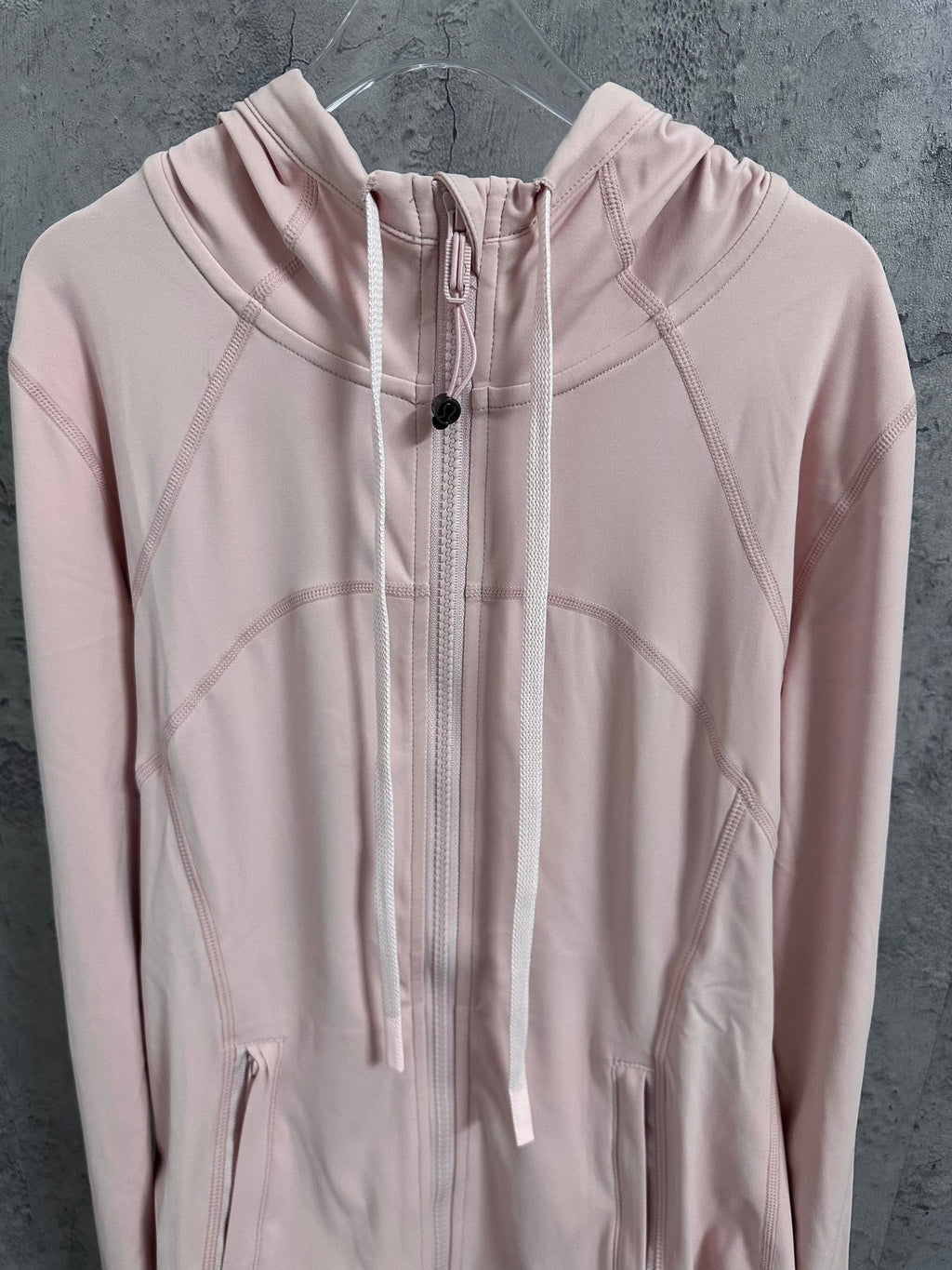Ralph Lauren pink hooded full-zip jacket with drawstring and front seam detail