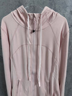 Ralph Lauren pink hooded full-zip jacket with drawstring and front seam detail
