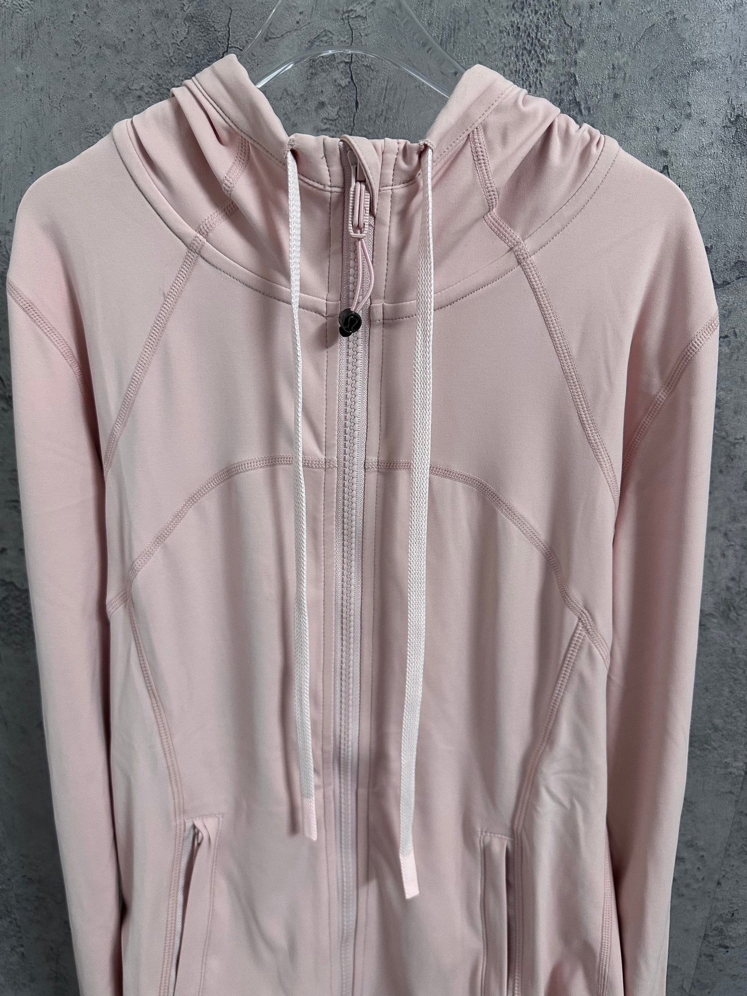 Ralph Lauren pink hooded full-zip jacket with drawstring and front seam detail