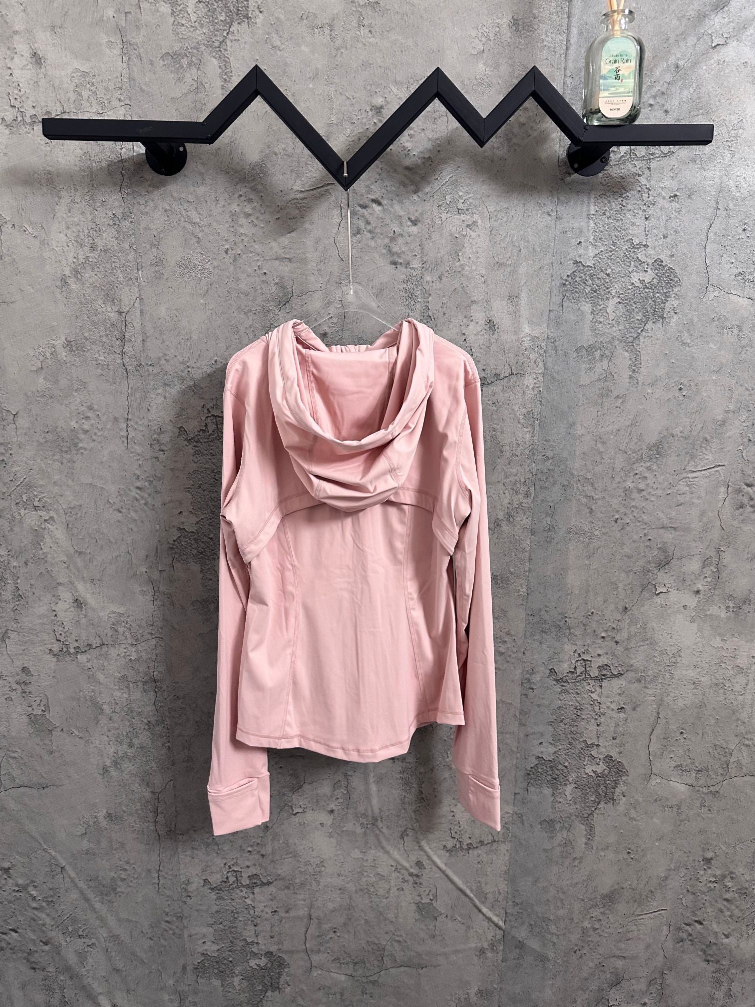 Ralph Lauren pink hooded zip jacket, front view with drawstring and zipper