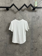 White henley T-shirt, short sleeves, button-front placket