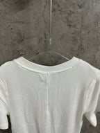 White henley T-shirt back view with hanging loop