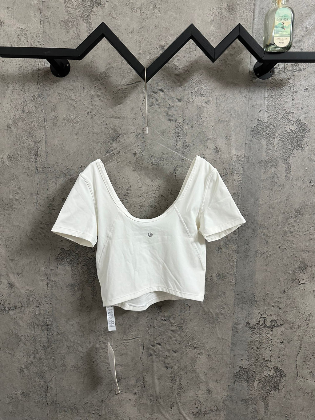 Ralph Lauren white scoop-neck crop T-shirt, short sleeves, relaxed fit