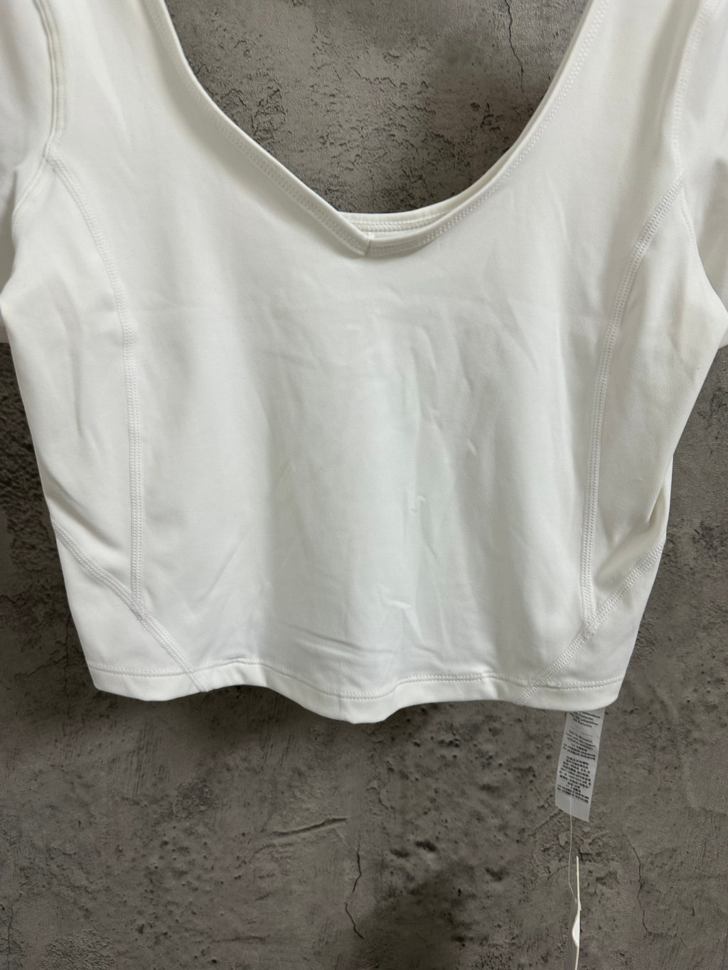 Ralph Lauren white scoop-neck crop T-shirt with short sleeves and stitched seams