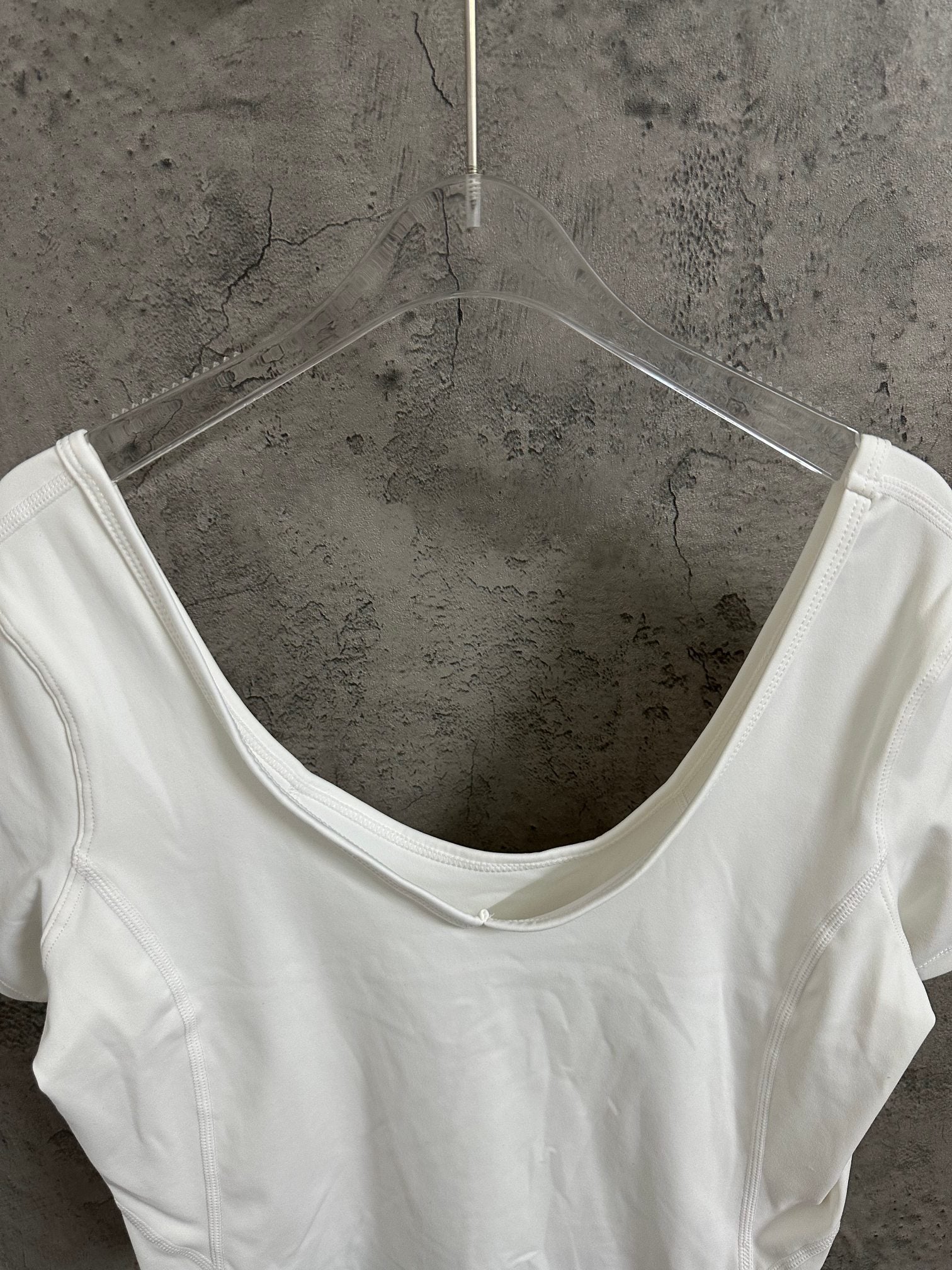 Ralph Lauren white scoop-neck crop T-shirt, back view with seam detailing