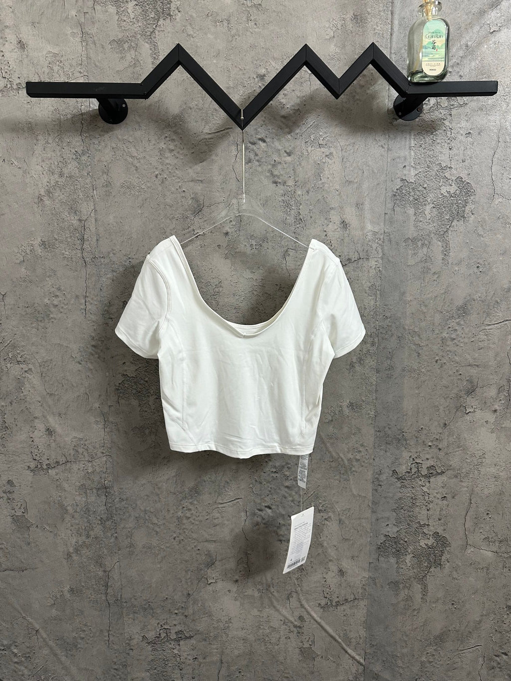 Ralph Lauren white scoop-neck crop T-shirt with short sleeves and curved hem