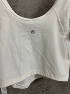 Ralph Lauren white scoop-neck crop T-shirt with chest logo and short sleeves