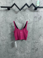 Ralph Lauren fuchsia ribbed crop camisole with thin straps and small chest logo