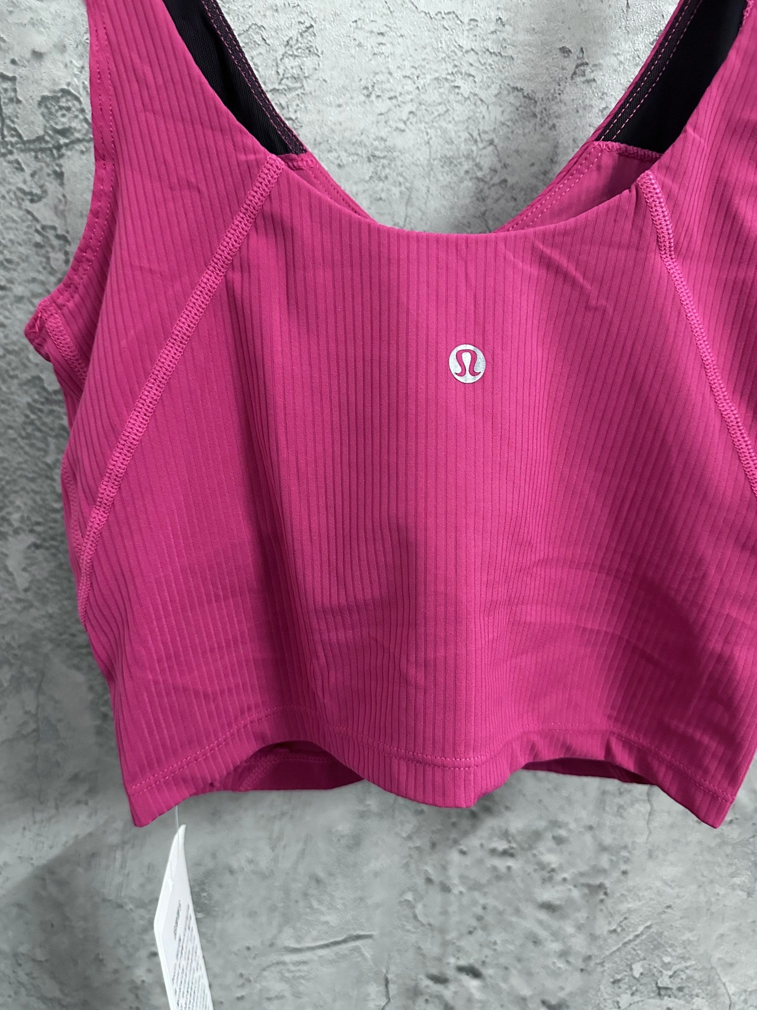 Ralph Lauren fuchsia ribbed crop camisole with small round logo on chest