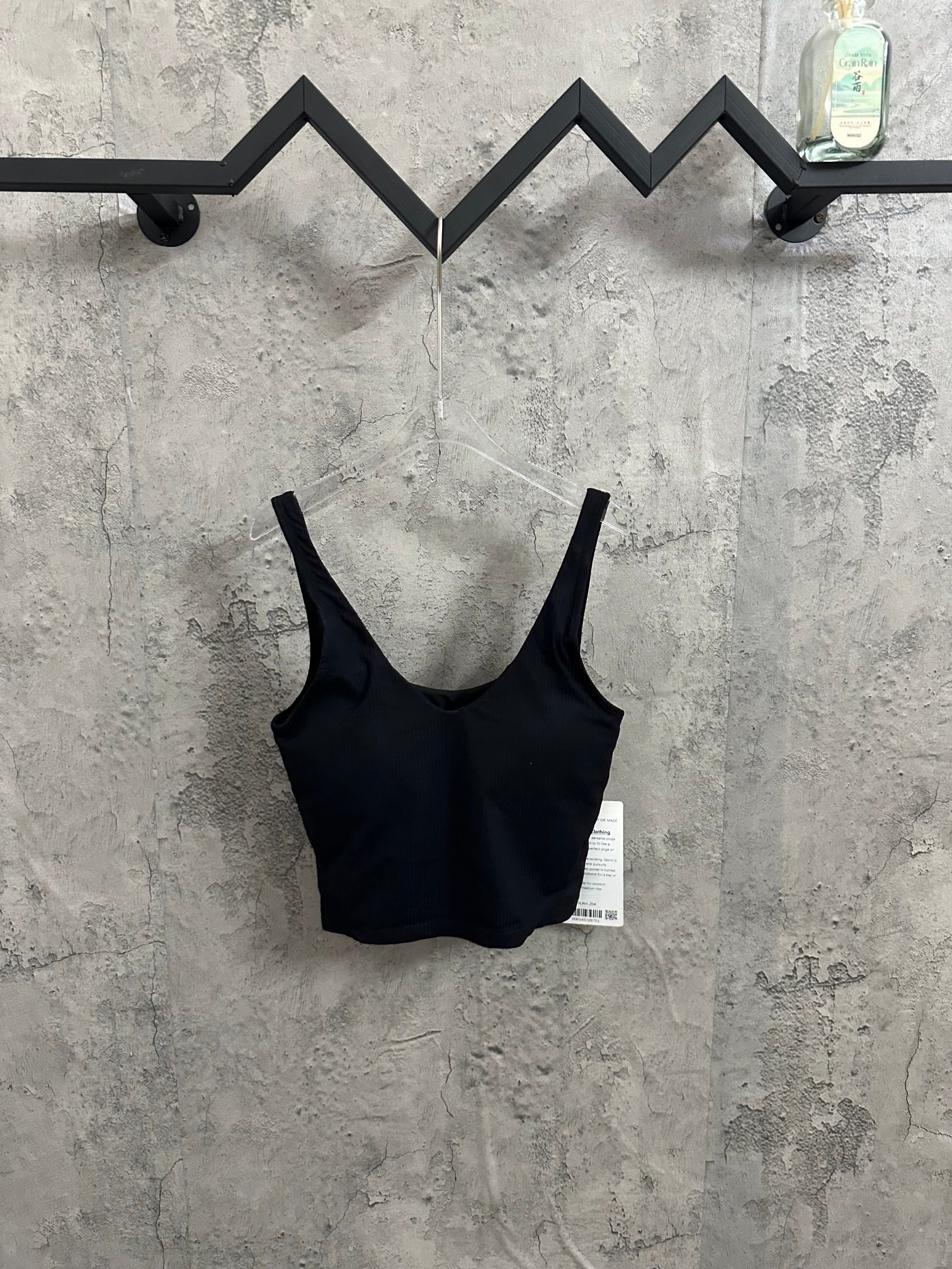 Ralph Lauren ribbed crop bralette, dark color, scoop neck, spaghetti straps