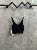 Ralph Lauren ribbed crop bralette, dark color, scoop neck, thin straps