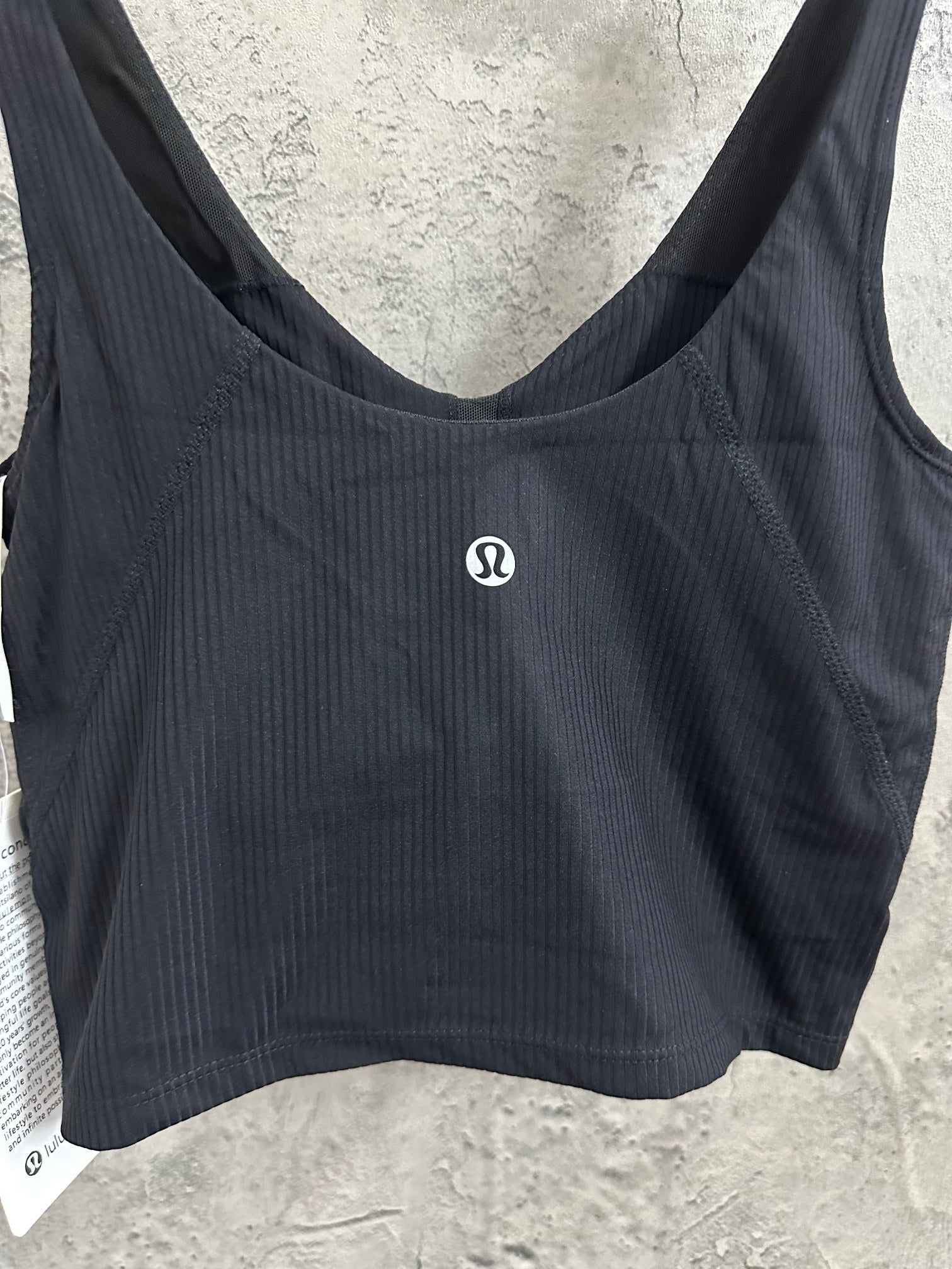 Ralph Lauren ribbed crop bralette, dark color, scoop neck, small chest logo