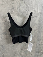 Ralph Lauren ribbed crop bralette, dark color, scoop neckline, wide straps