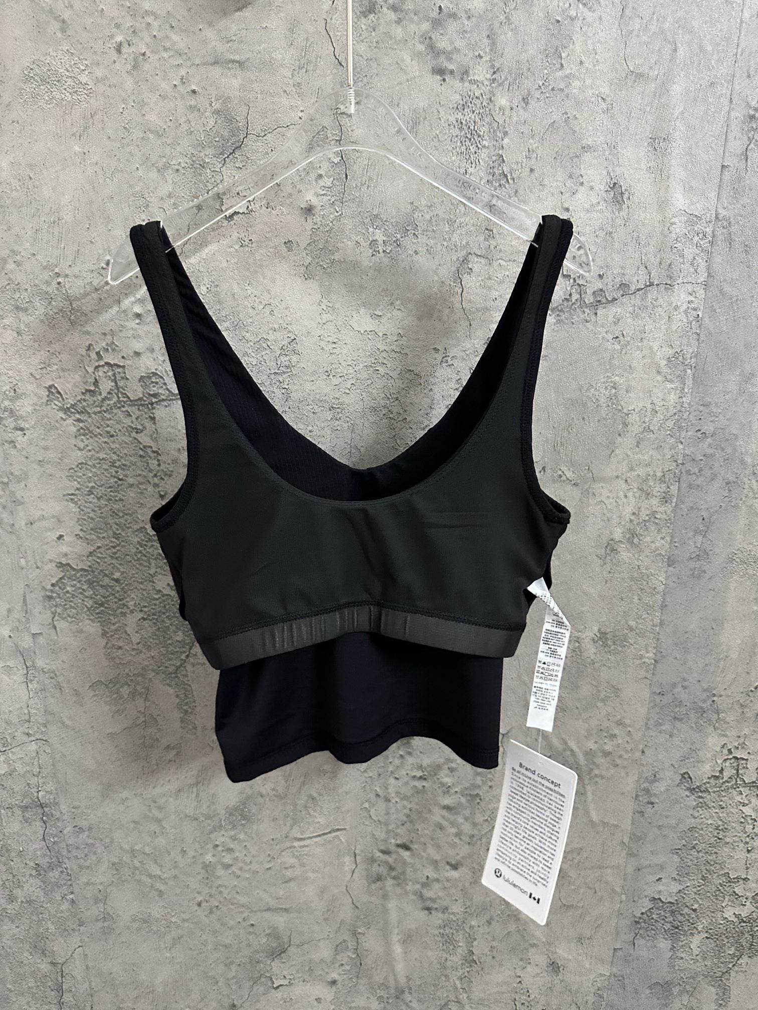 Ralph Lauren ribbed crop bralette, dark color, scoop neckline, wide straps