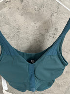 Teal ribbed camisole tank with scoop back and central seam