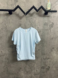 Light blue T-shirt with crew neck and short sleeves