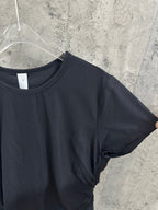 Dark navy short-sleeve T-shirt with ribbed texture