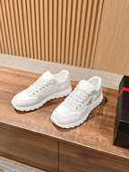 Prada unisex white sneakers, lace-up with side logo triangle