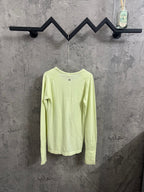 Ralph Lauren lime long-sleeve crewneck T-shirt, front view hanging