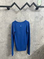 Ralph Lauren long-sleeve T-shirt, blue crew neck, solid back view