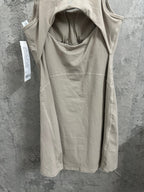 Ralph Lauren sleeveless beige dress back view with open scoop back and interior lining