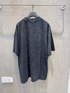Charcoal T-shirt back view with crew neckline and short sleeves