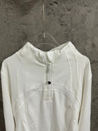 Ralph Lauren white tunic dress close-up of high neckline and front zipper placket