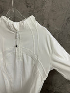 Ralph Lauren white tunic dress side view with front placket and fitted sleeve cuff