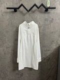 Ralph Lauren white long-sleeve tunic dress with front placket and stand collar