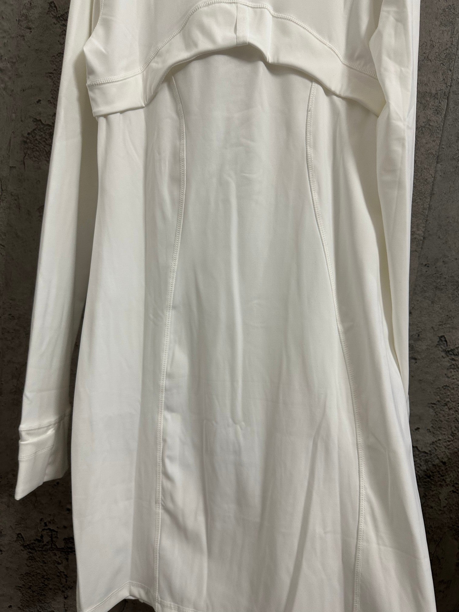 Ralph Lauren white tunic dress back view with vertical paneling and curved yoke