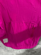 Fuchsia hooded jacket with adjustable hem and side pocket