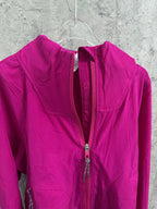 Ralph Lauren clothing: fuchsia hooded jacket front with full-length zipper close-up