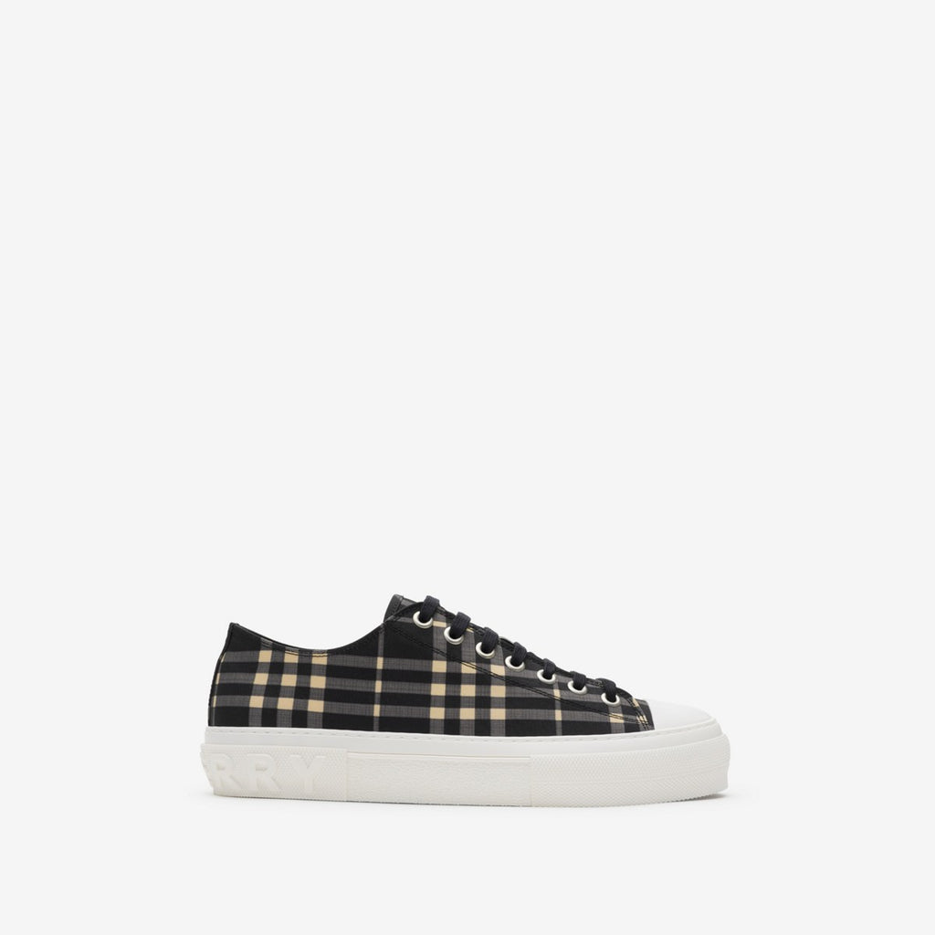 Burberry check-pattern sneakers with black laces and white rubber sole