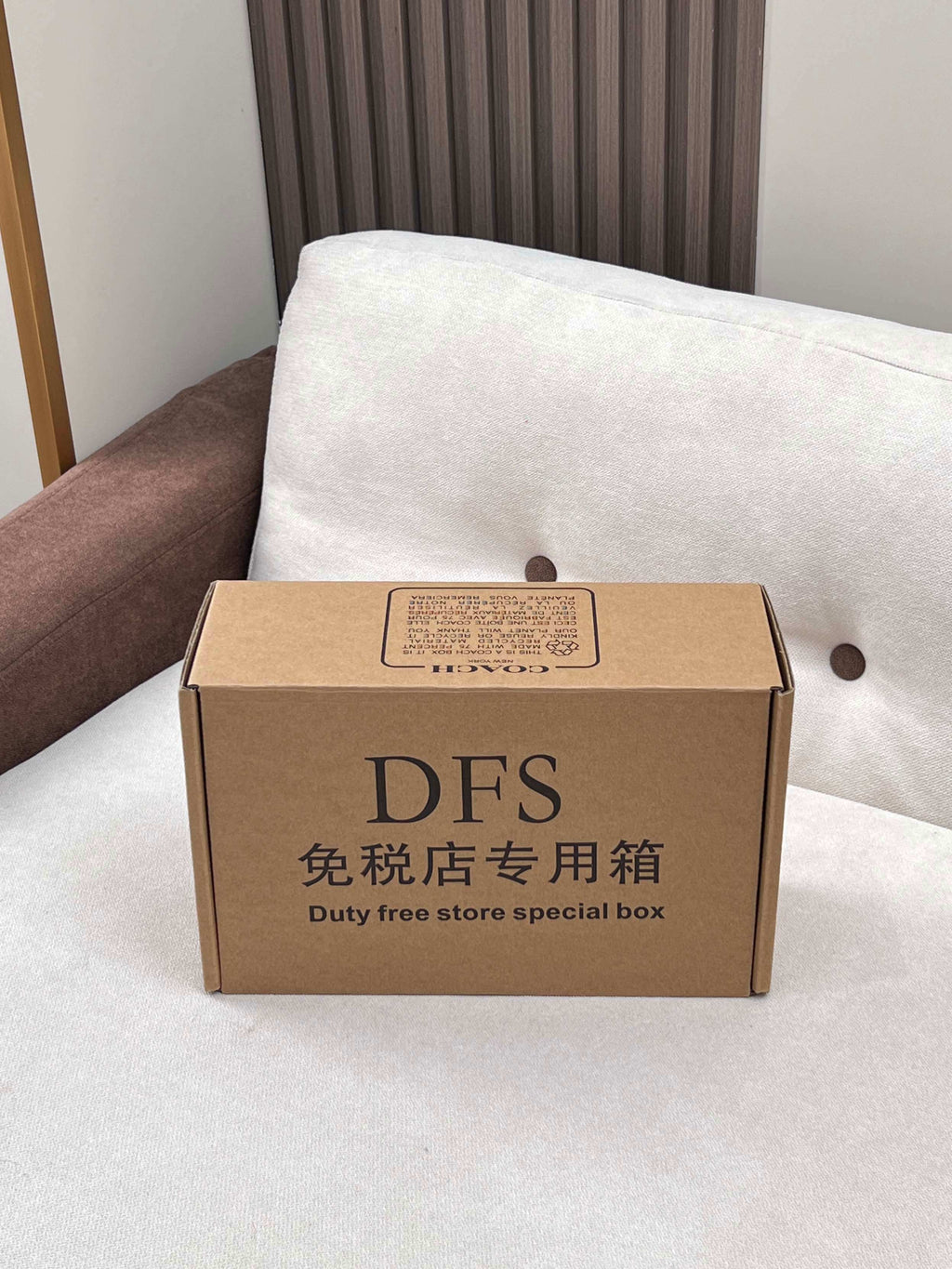 Coah bag DFS store special box with large DFS text and label on top