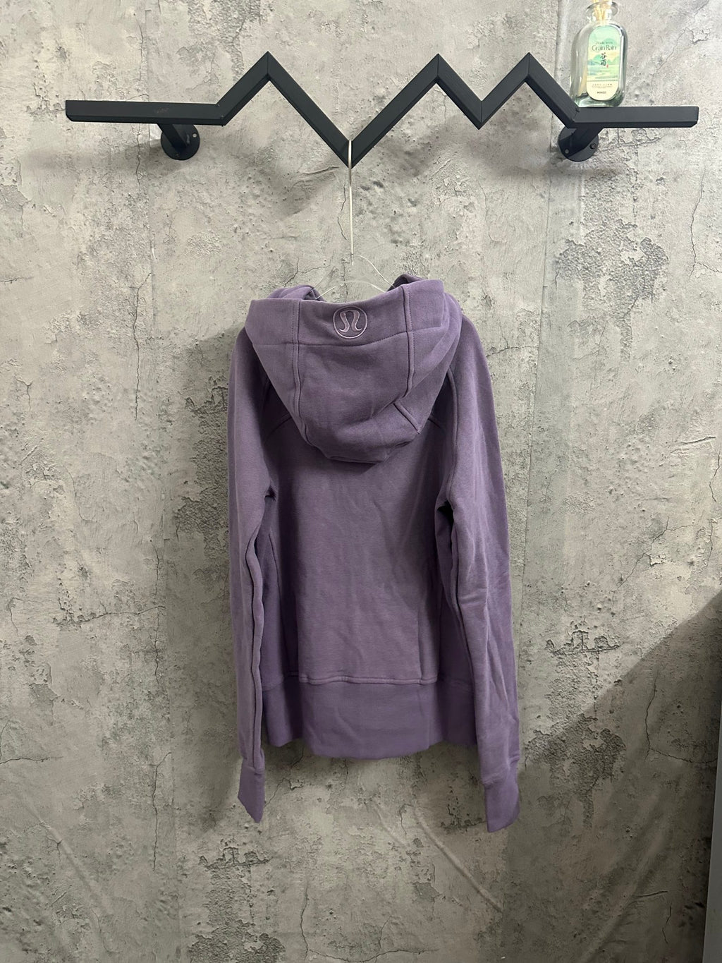 Ralph Lauren purple zip-up hoodie, hooded back view with metal zipper