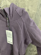 Ralph Lauren purple zip hoodie with hood seam and hanging size tag