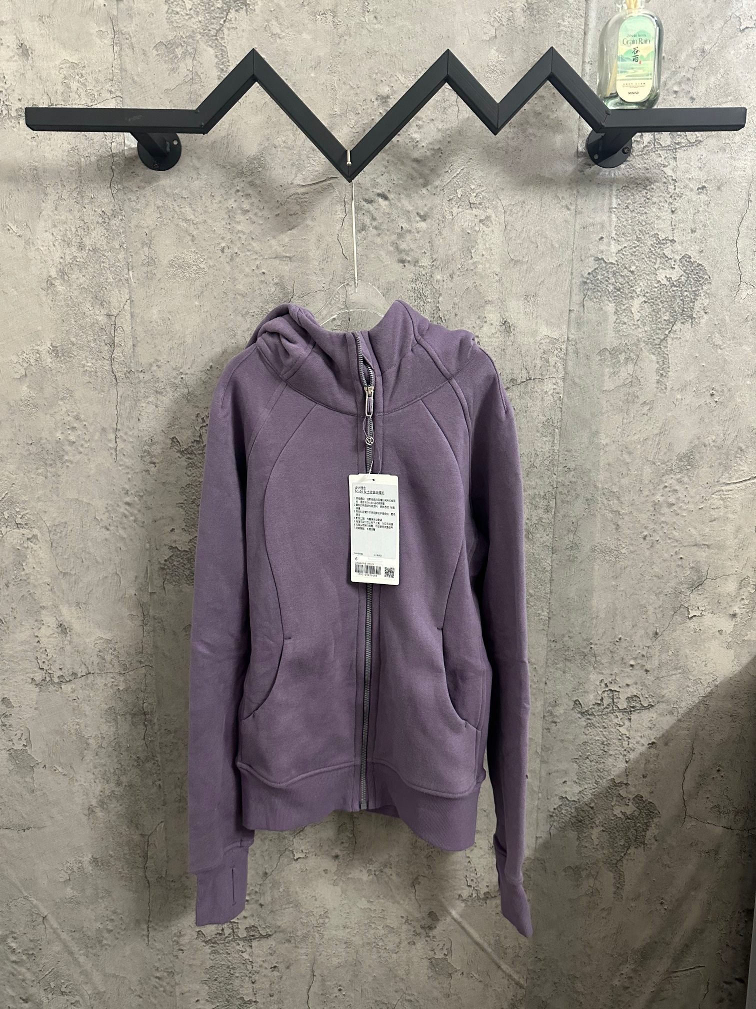 Ralph Lauren purple zip-up hoodie with hood and front pouch pocket