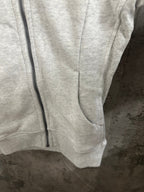 Ralph Lauren zip hoodie front panel, light gray, full zipper and kangaroo pocket seam