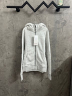 Ralph Lauren zip hoodie with hood, light gray, full zipper, drawstrings, hanging tag
