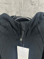 Dark hoodie front zipper and hood with metal pull