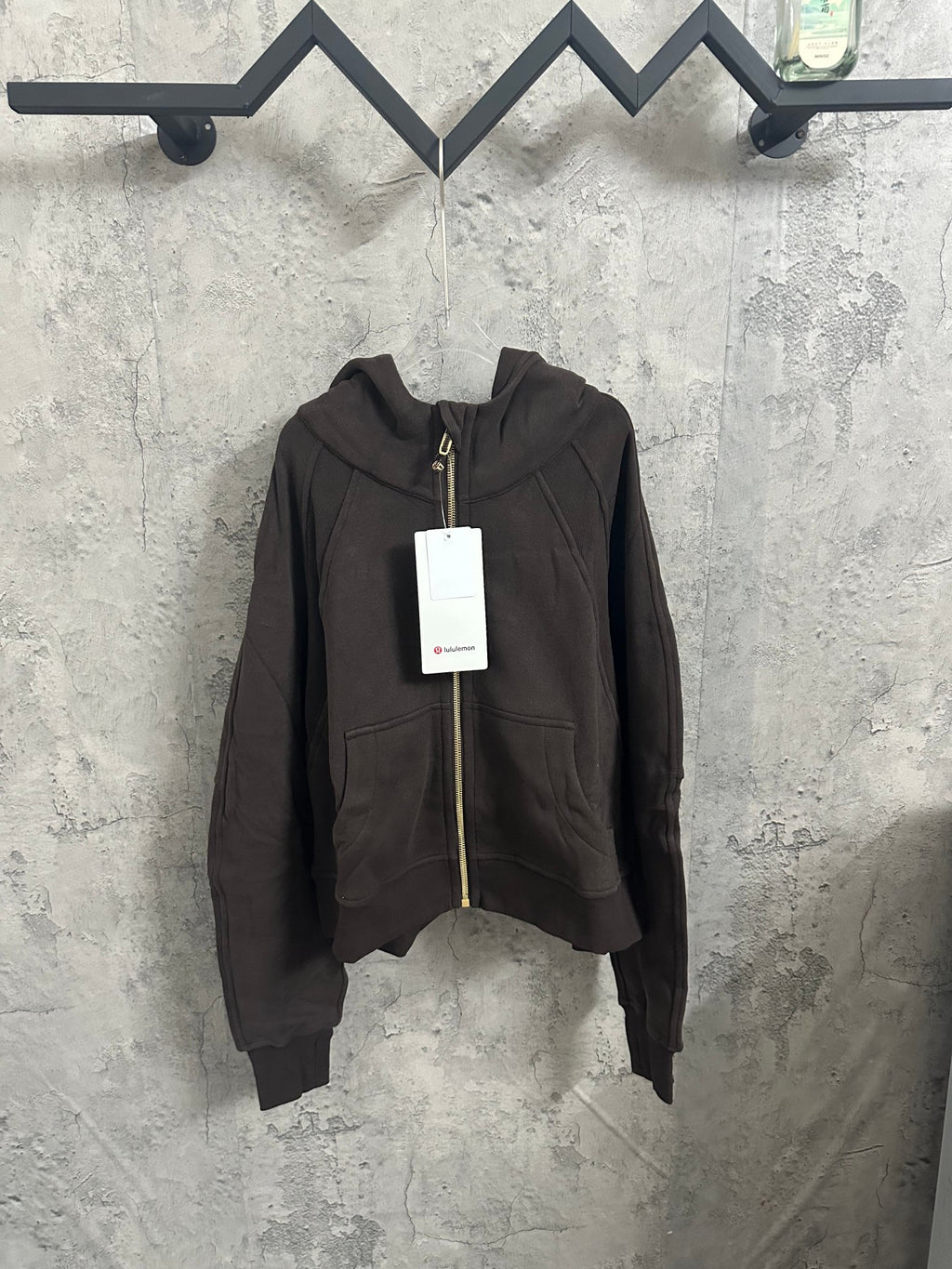 Ralph Lauren zip-up hoodie in dark charcoal with front zipper and drawstring hood