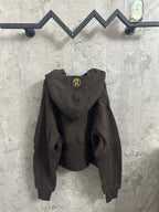 Ralph Lauren hooded zip sweatshirt in dark charcoal with front pocket and drawstring