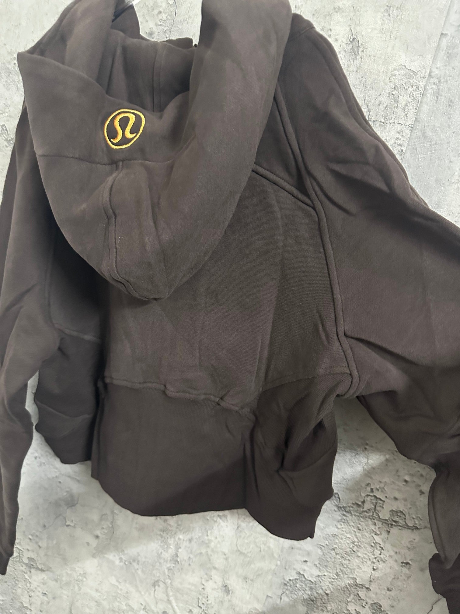 Ralph Lauren hooded zip sweatshirt with lululemon logo on hood in dark charcoal