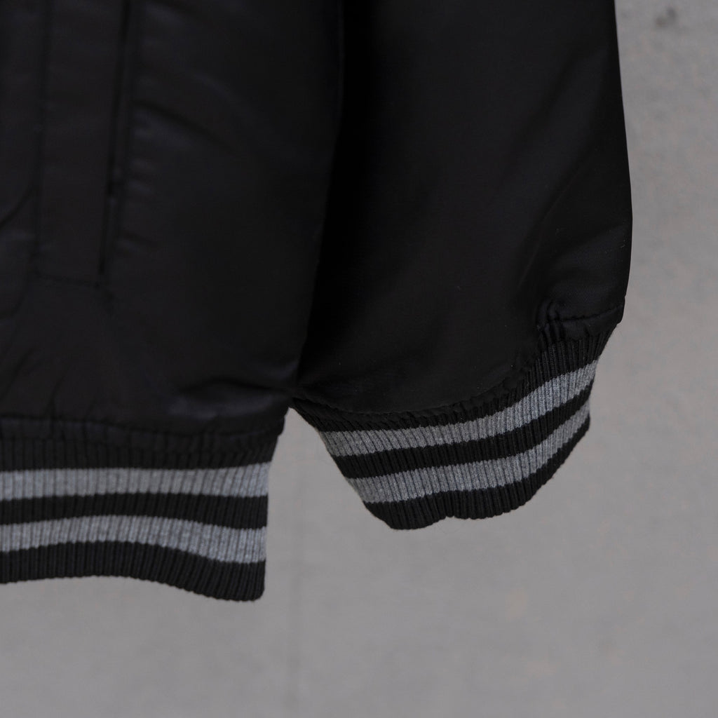 Louis Vuitton bomber jacket hem and sleeve cuff with striped rib knit
