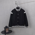 Givenchy button-up jacket, black with white striped ribbed collar and cuffs