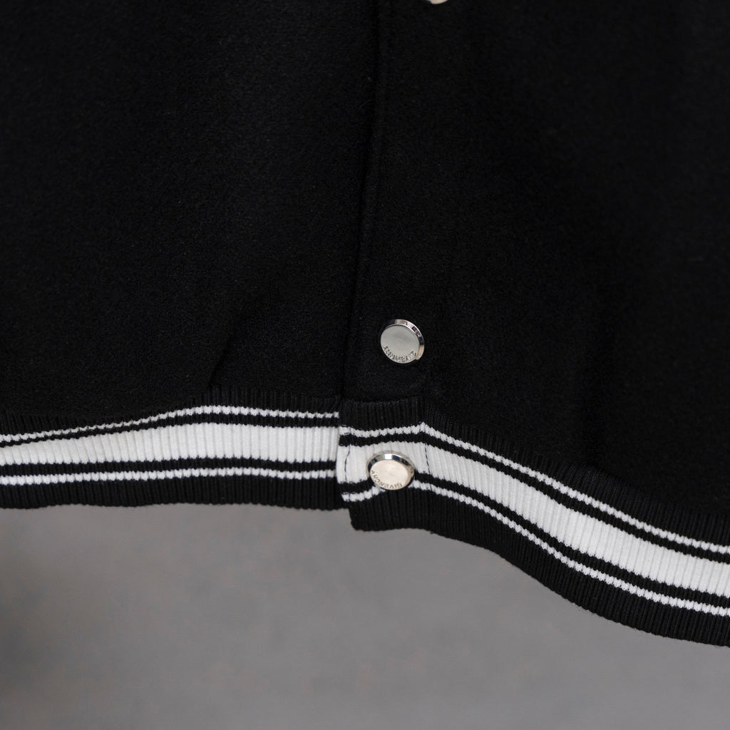 Givenchy button-up jacket cuff detail, white stripe bands and silver button