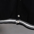 Givenchy button-up jacket cuff detail, white stripe bands and silver button