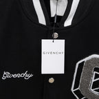 Givenchy knit collar button-up jacket with white-and-black striped trim and hanging tag