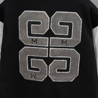 Givenchy jacket front graphic with four large stitched blocks in gray and white outline